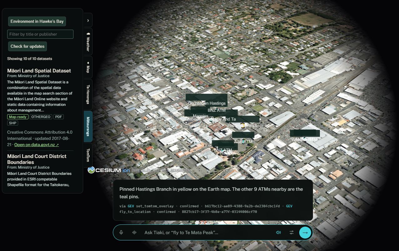 Tiaki's open data panel listing Māori Land datasets