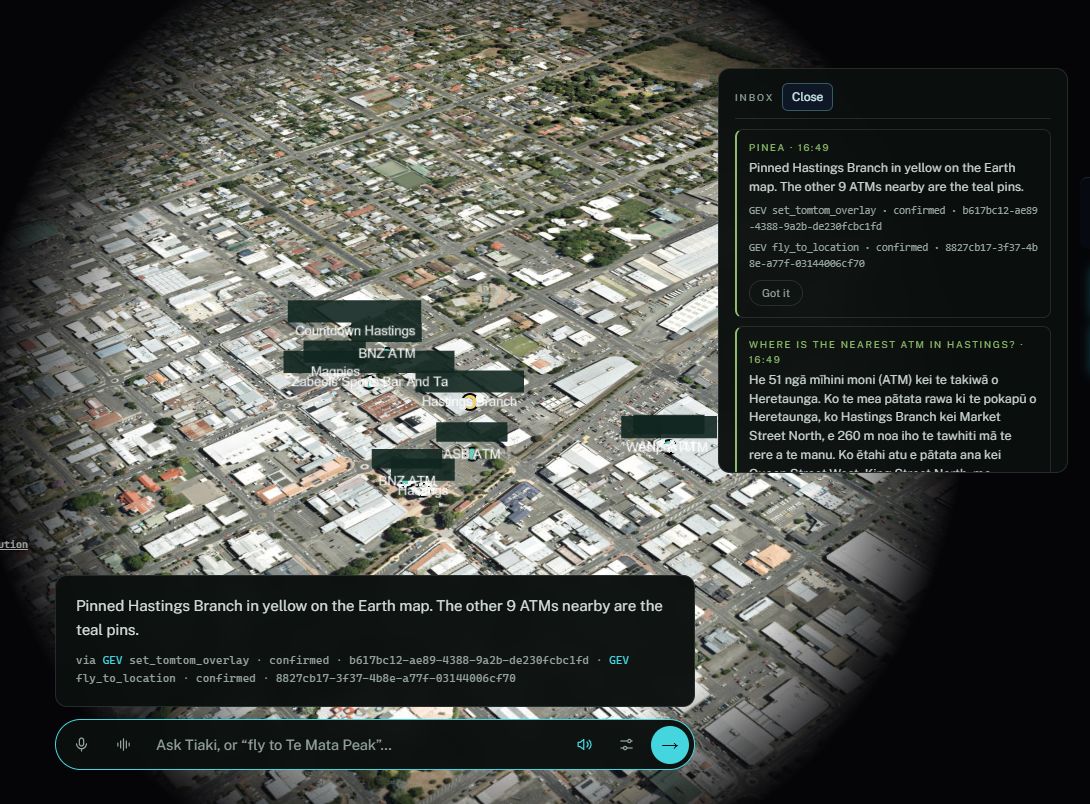 ATM pins over central Hastings on the 3D globe